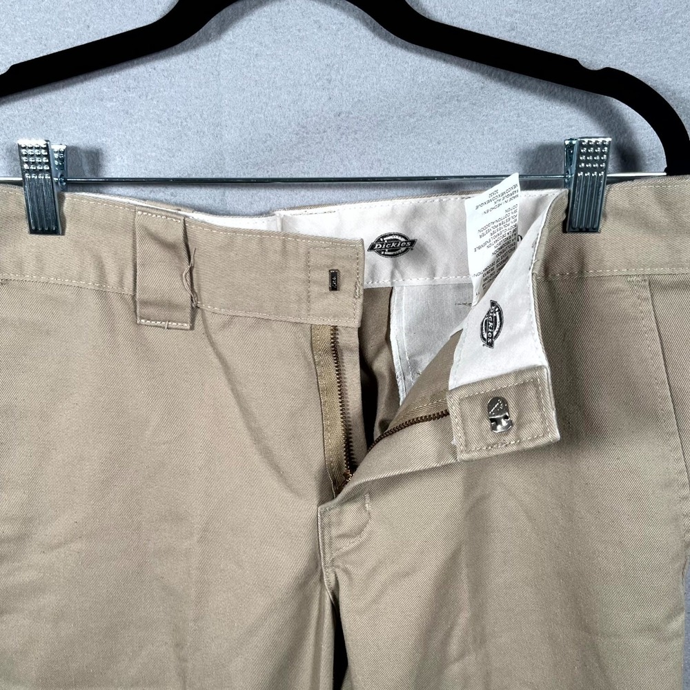 Dickies Dress Pants Mens 32x32 Beige Slash Pockets Slim Tapered Career Formal - Picture 5 of 7